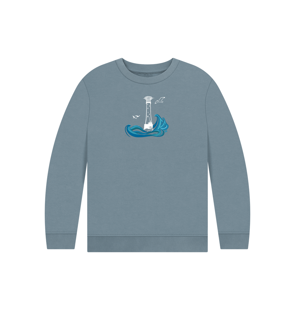 Stone Blue Printed Kids Jumper Front