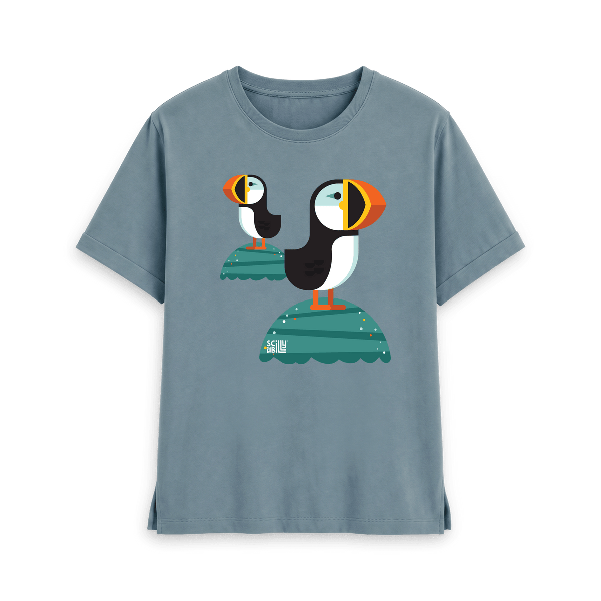 Stone Blue Printed T-shirt Front