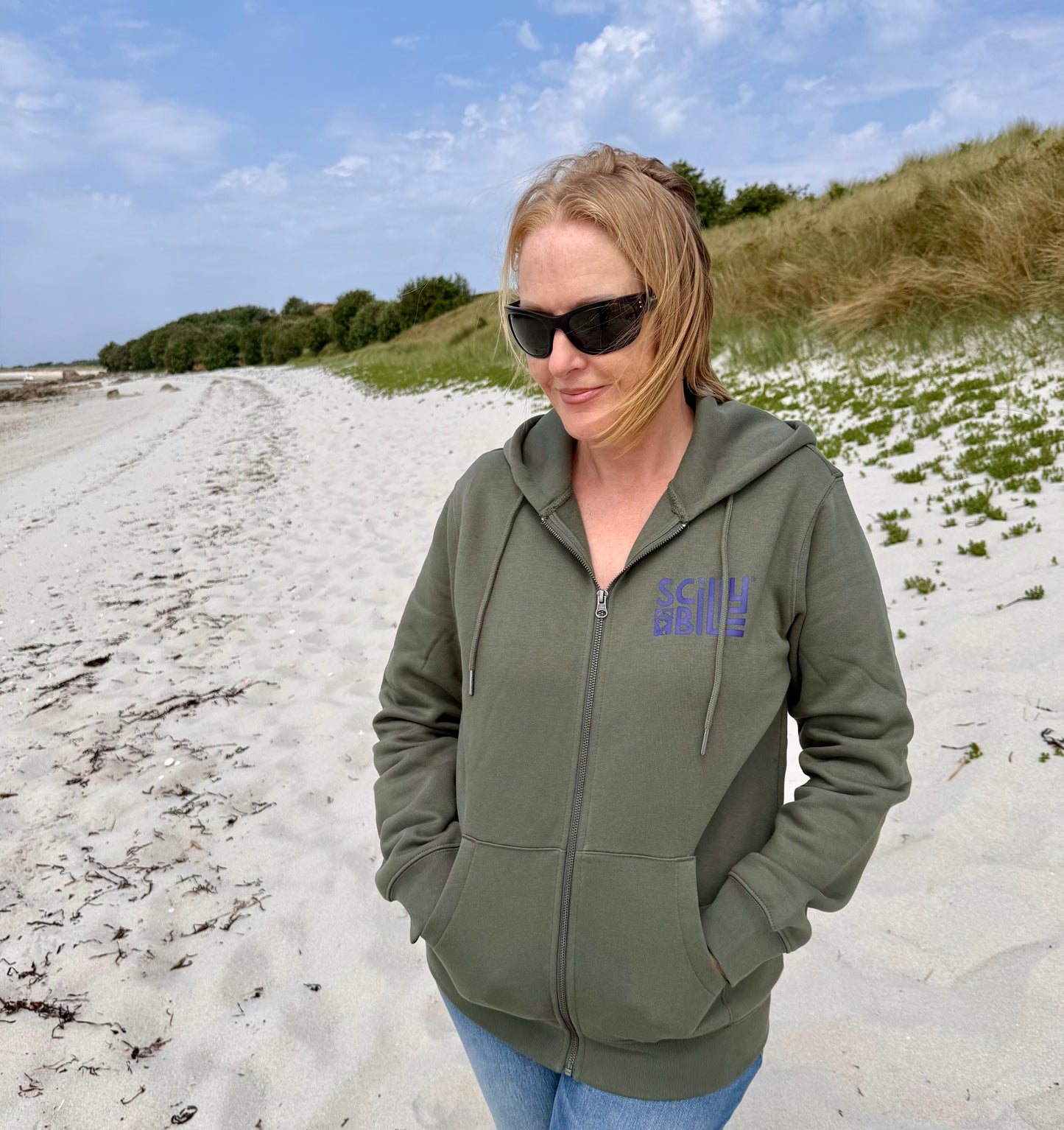 Full Zip 'St Martins' Organic Hoodie - Khaki