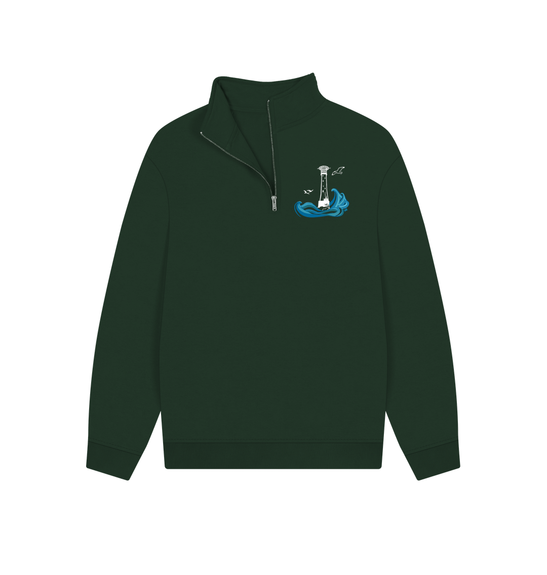 Evergreen Quarter Zip Sweater - Bishop Rock Lighthouse