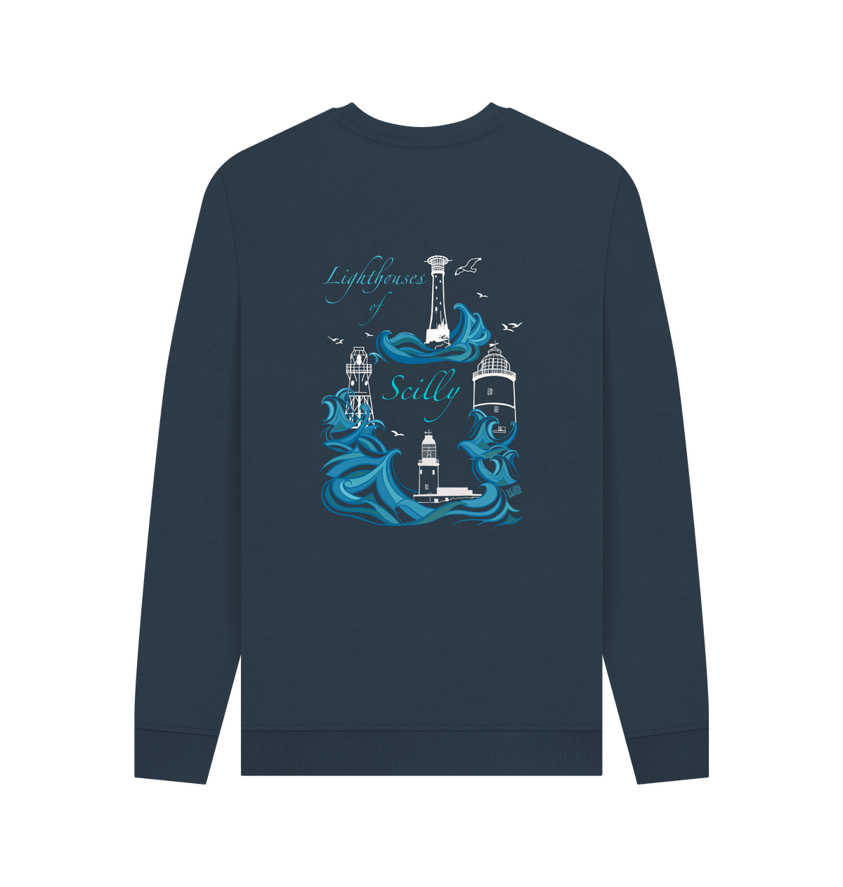 Navy Blue Printed Sweater Back