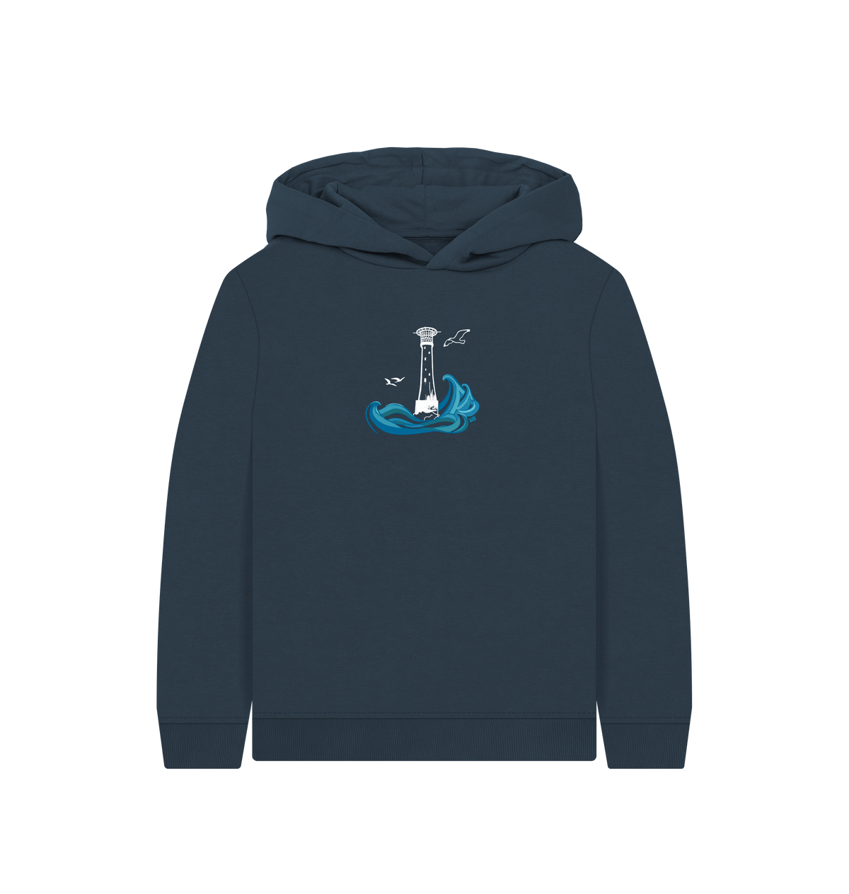 Navy Blue Printed Kids Hoodie Front