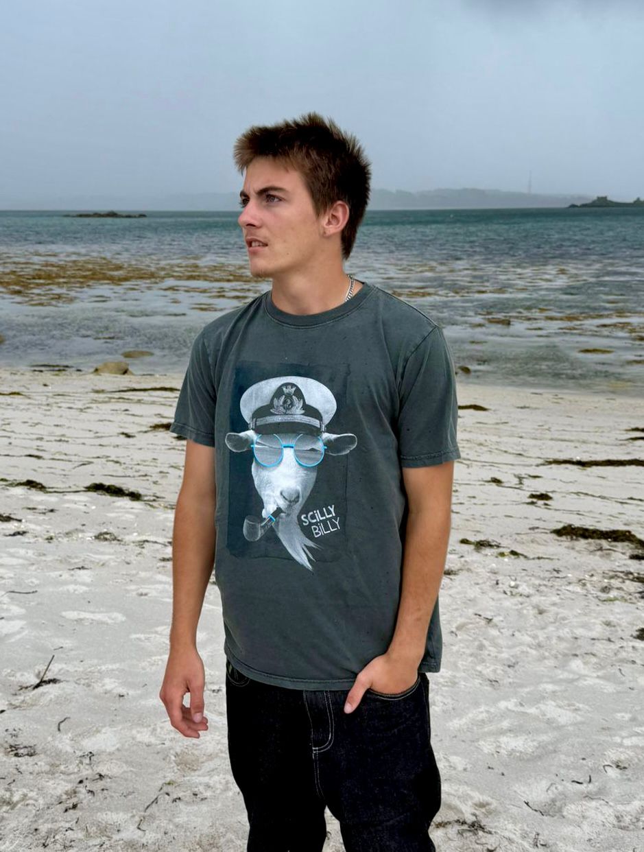 Men’s Scilly Billy Tee - Stone Washed Denim