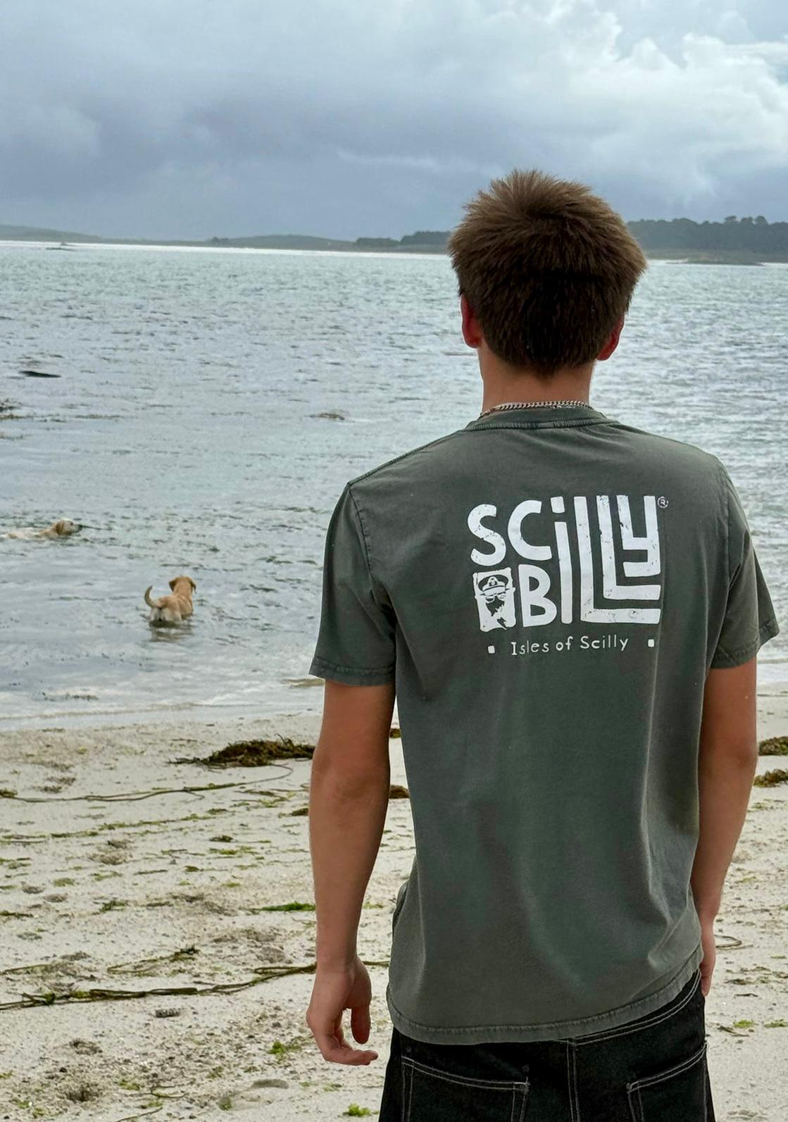 Men’s Scilly Billy Tee - Stone Washed Green