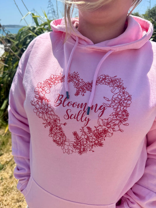 Blooming Scilly Organic Hoodie - Stone Washed Pink