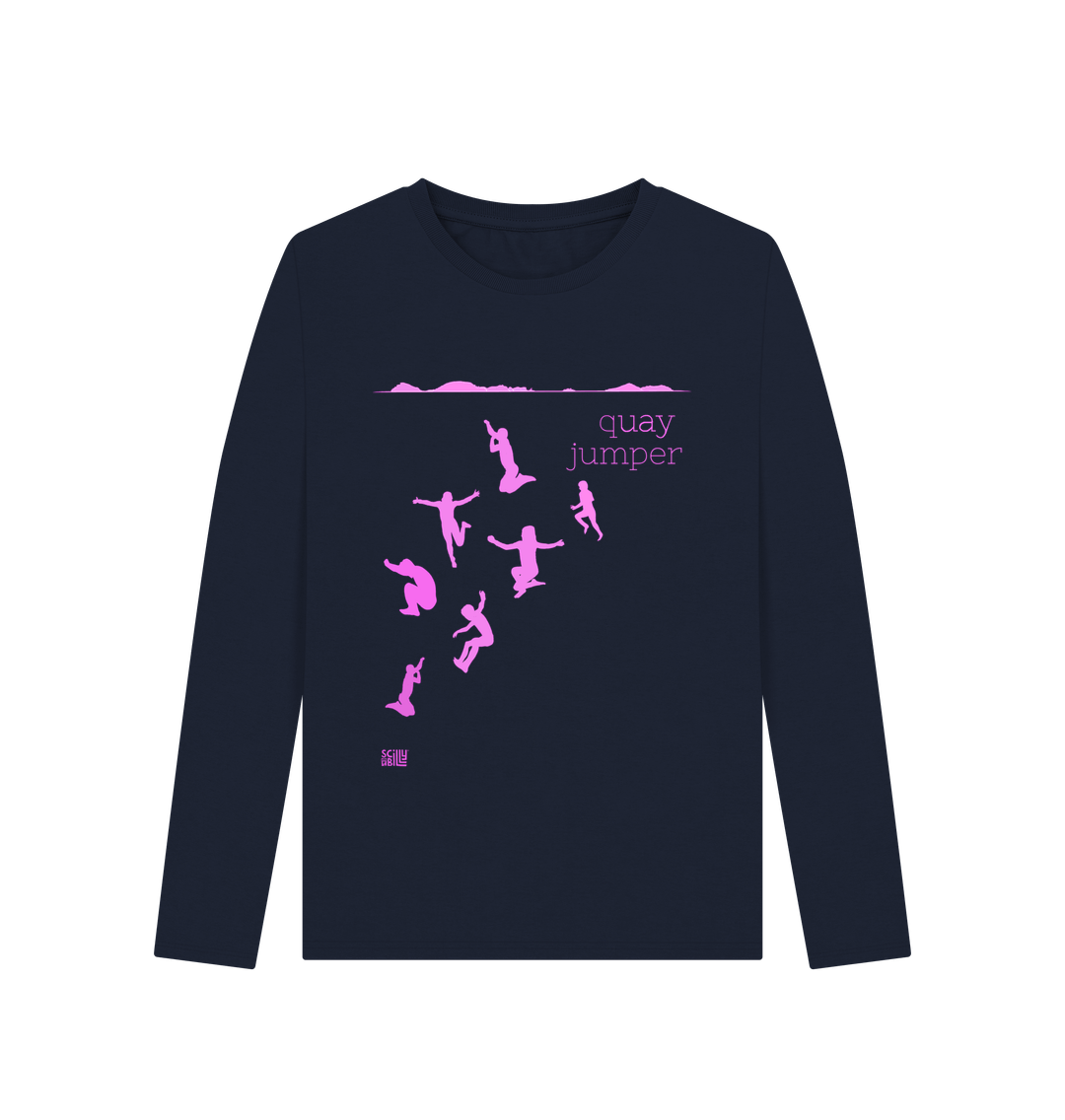 Navy Blue Printed Long Sleeve T Shirt