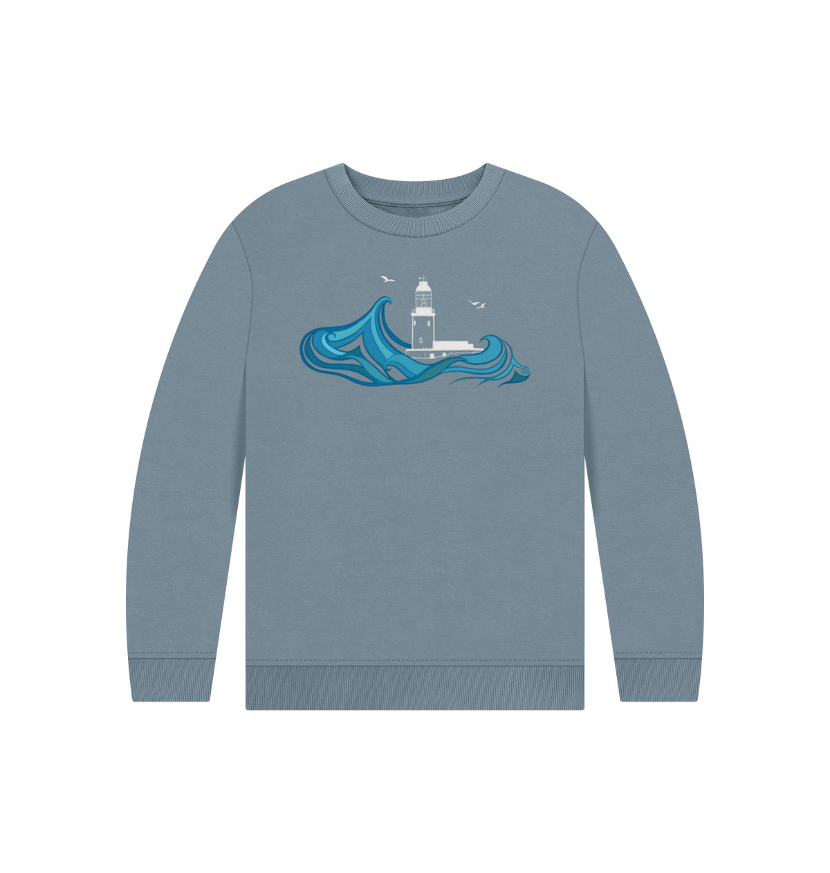 Stone Blue Printed Kids Jumper Front