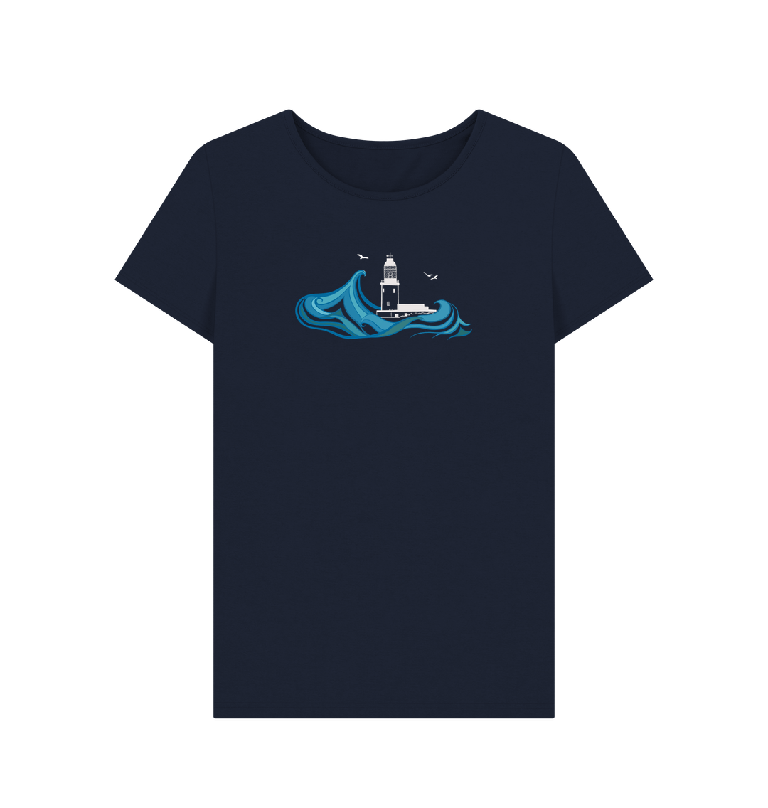 Navy Blue Round Island Women's Tee (plain back)