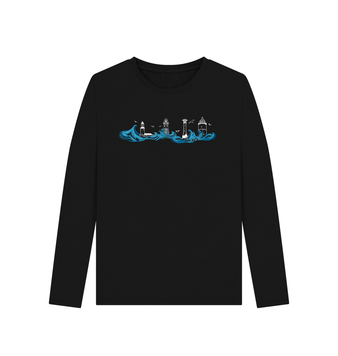 Black Lighthouses Women\u2019s Long Sleeved Tee (without text)