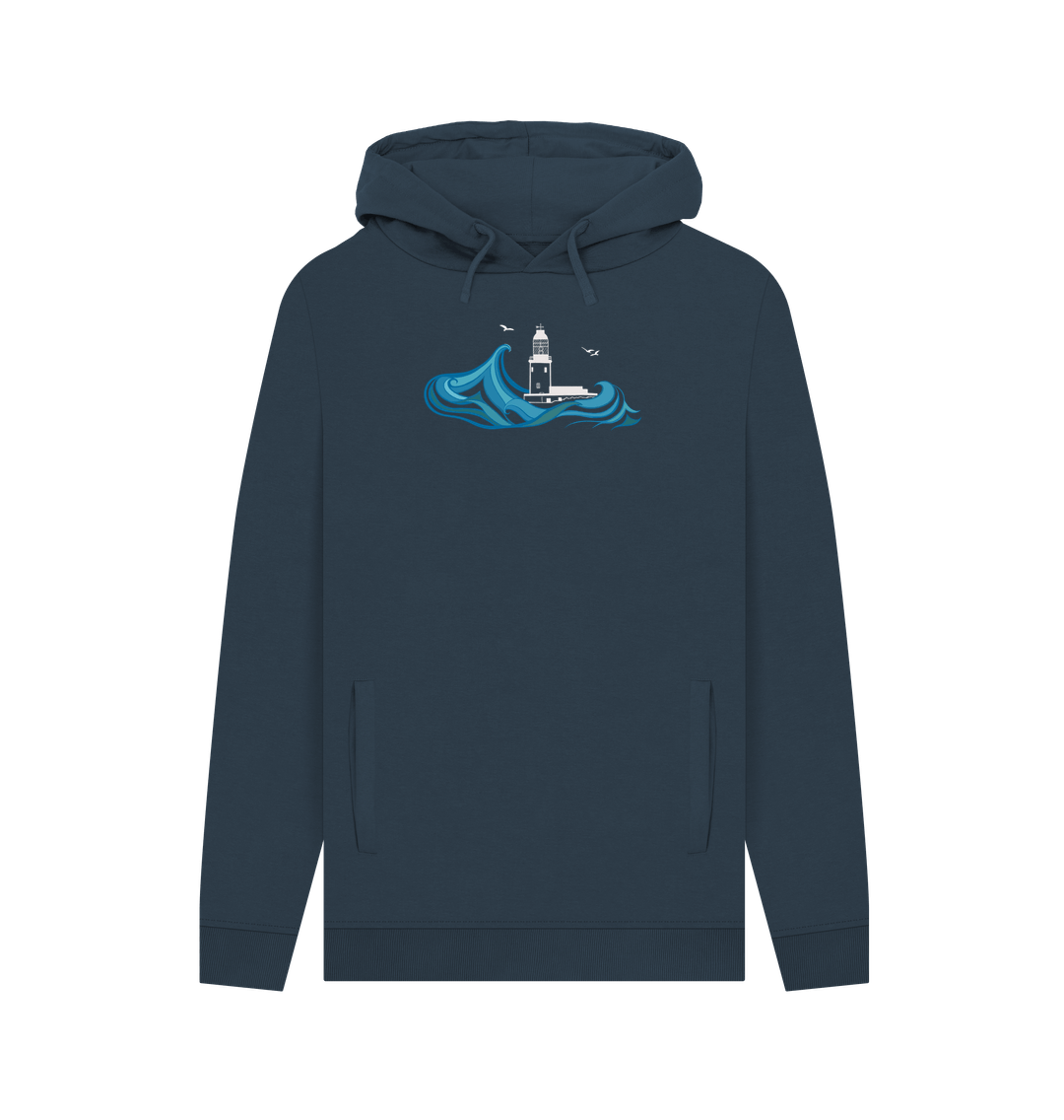 Navy Round Island Men's Hoodie (plain back)