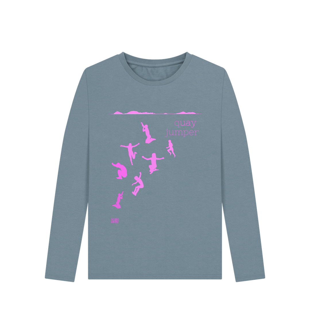 Stone Blue Printed Long Sleeve T Shirt