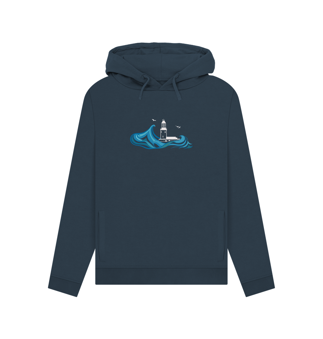 Navy Blue Round Island Women's Pullover Hoodie
