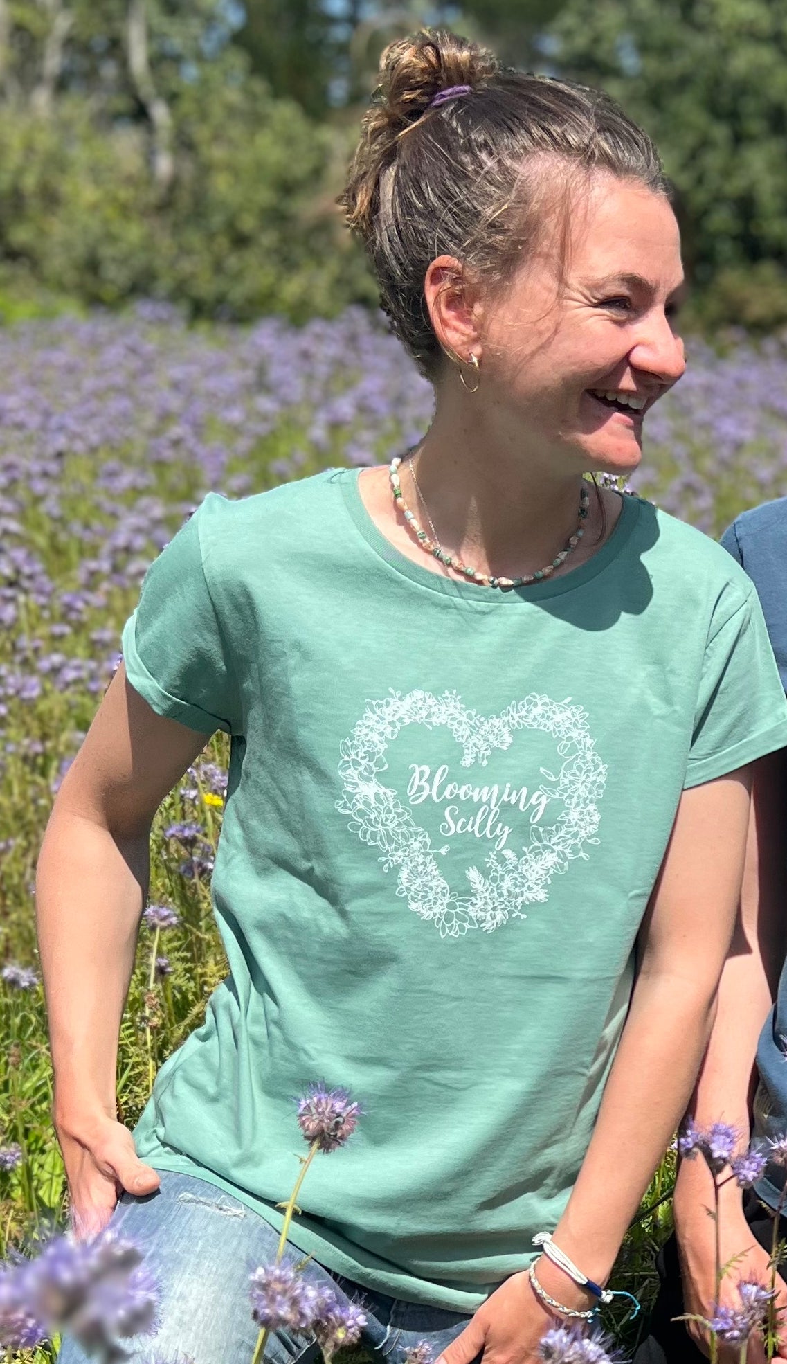 Blooming Scilly Organic Tee - Sage Green