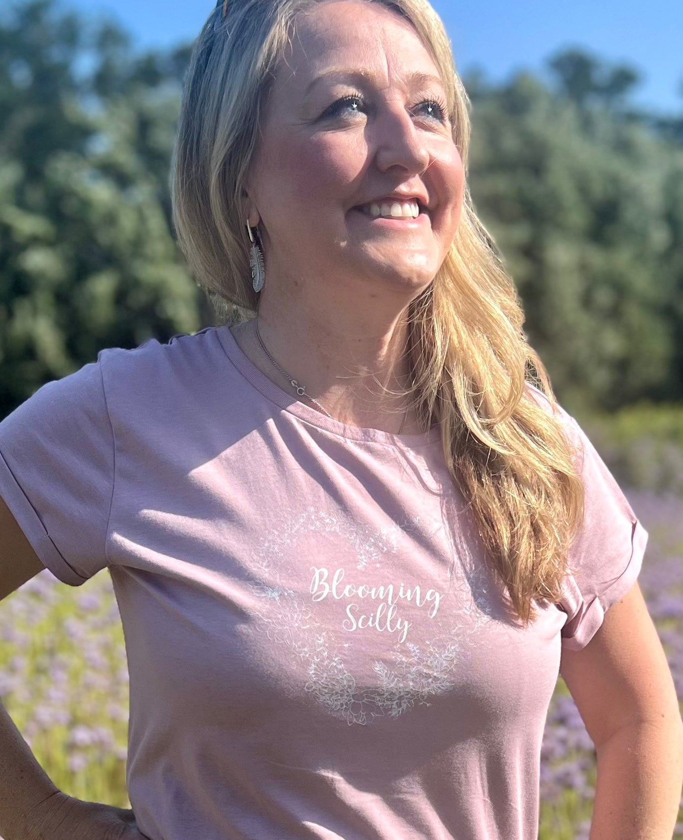 Blooming Scilly Organic Tee - Purple Rose