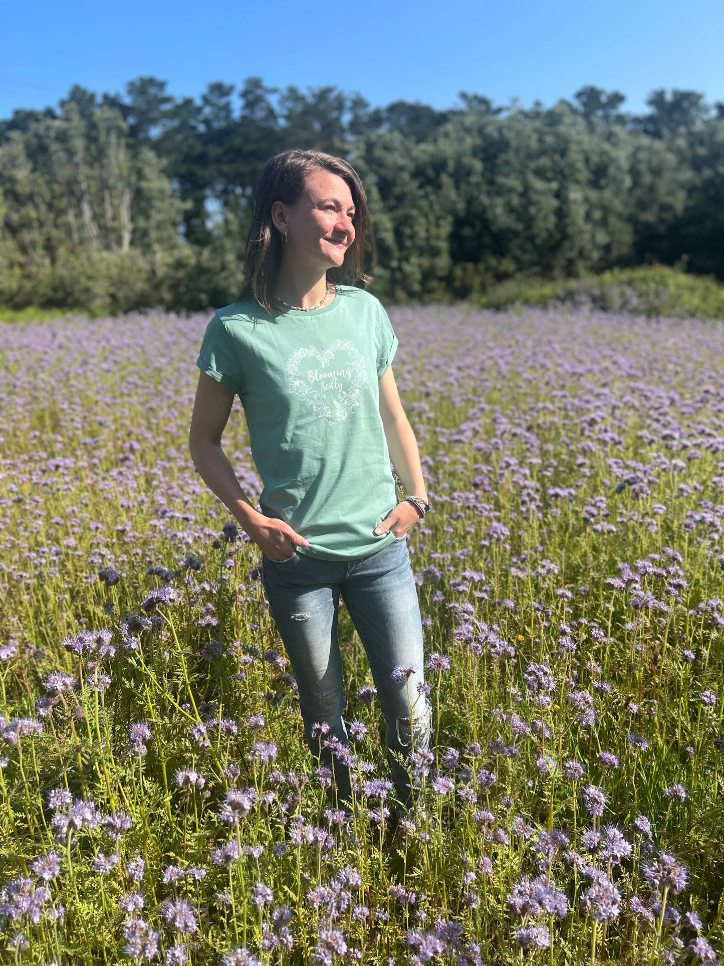Blooming Scilly Organic Tee - Sage Green