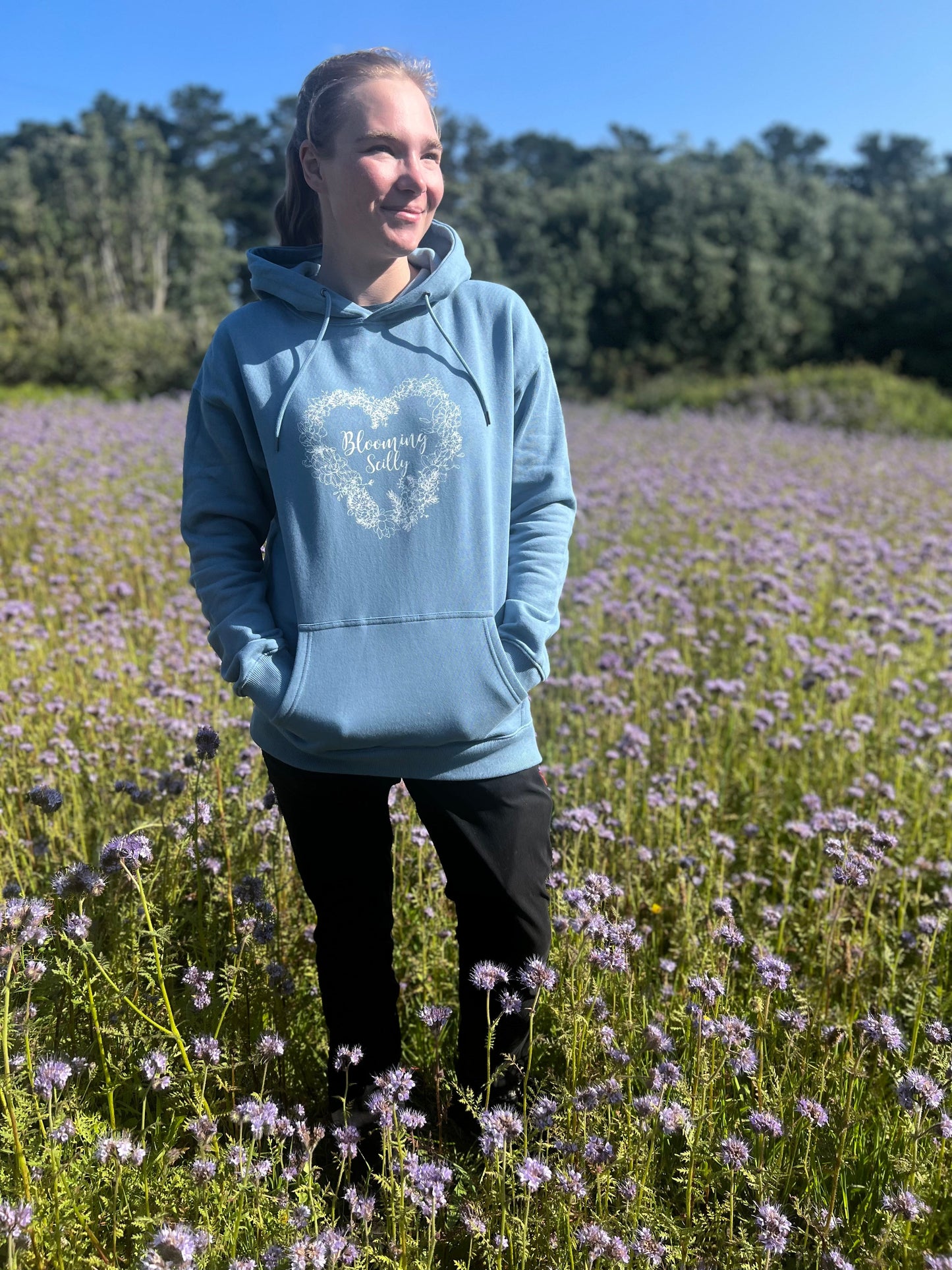 Blooming Scilly Organic Hoodie - Dusk Blue