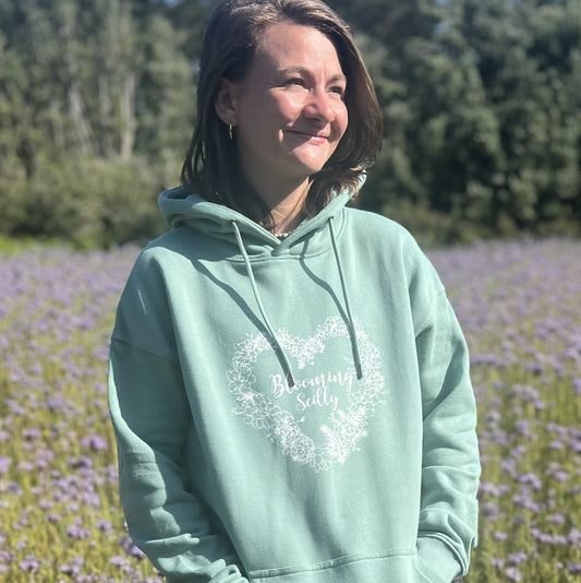 Blooming Scilly Organic Hoodie - Stone Washed Sage