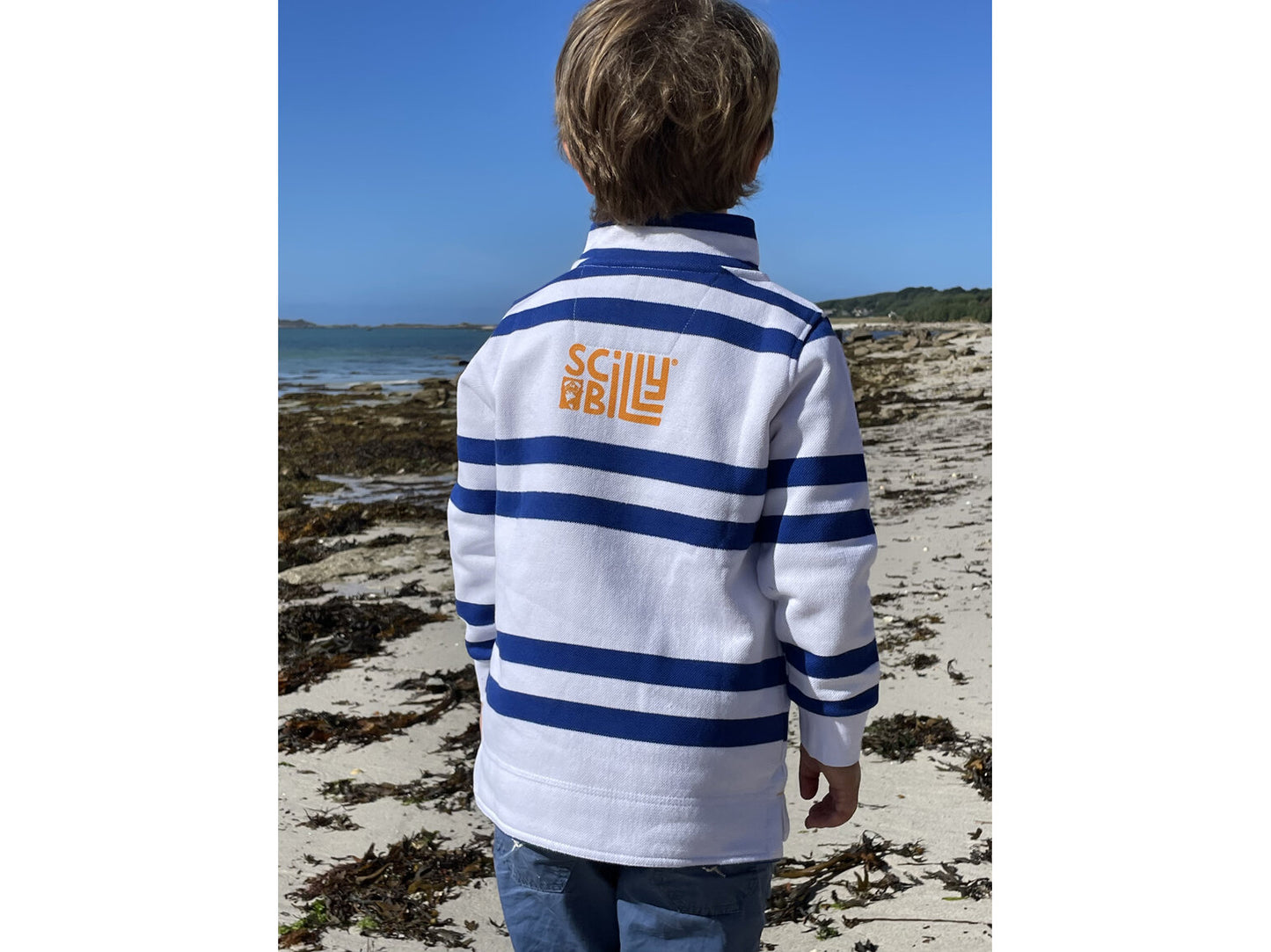 Kids Crew Sweat - Blue & White Stripe