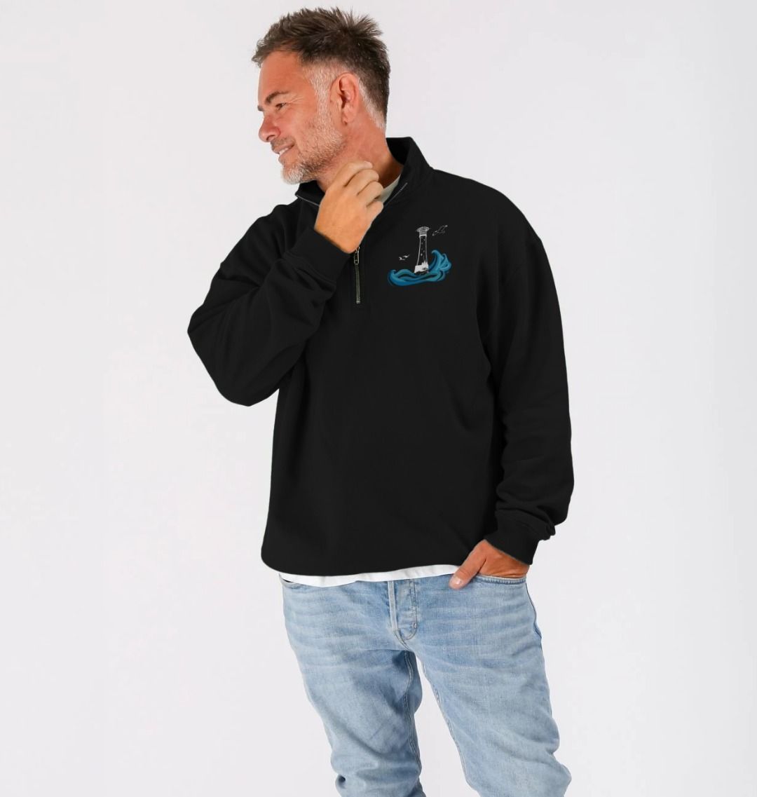 Quarter Zip Sweater - Bishop Rock Lighthouse