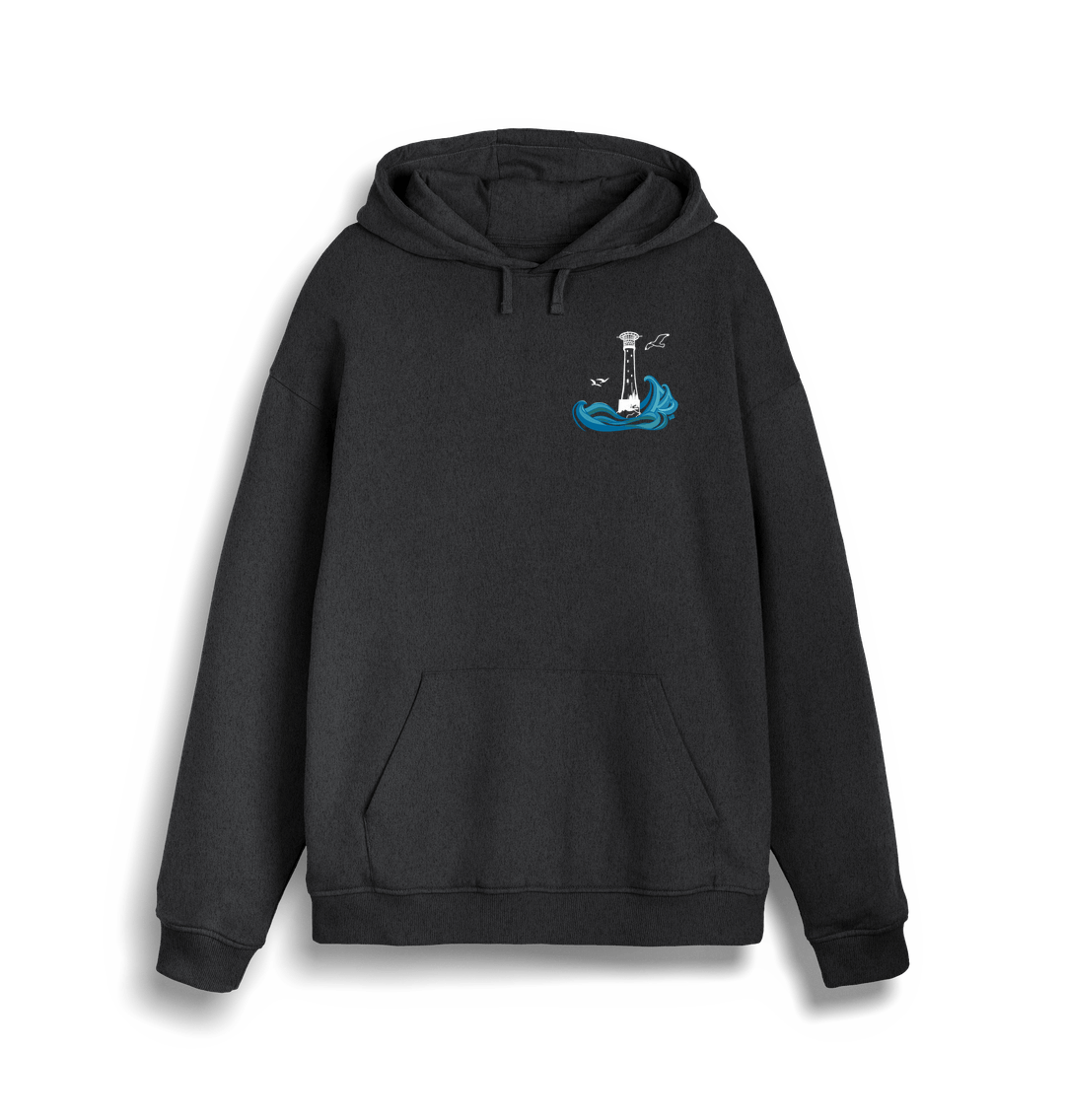 Dark Heather Grey Bishop Rock Unisex Kangaroo Pocket Hoodie (plain back)