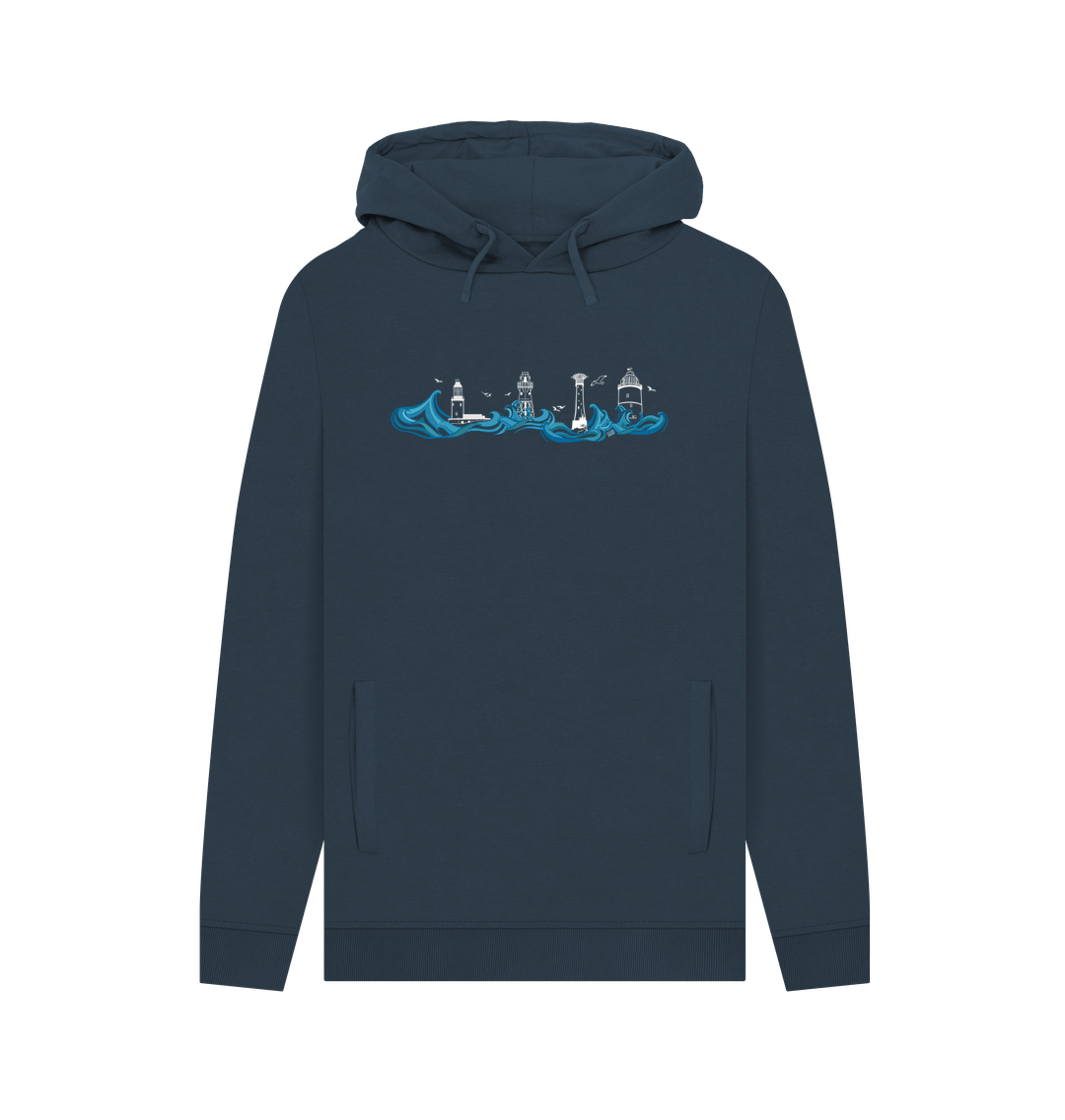 Navy Lighthouses Men's Hoodie (without text)