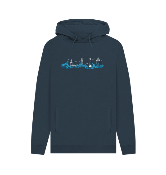 Navy Lighthouses Men's Hoodie (without text)