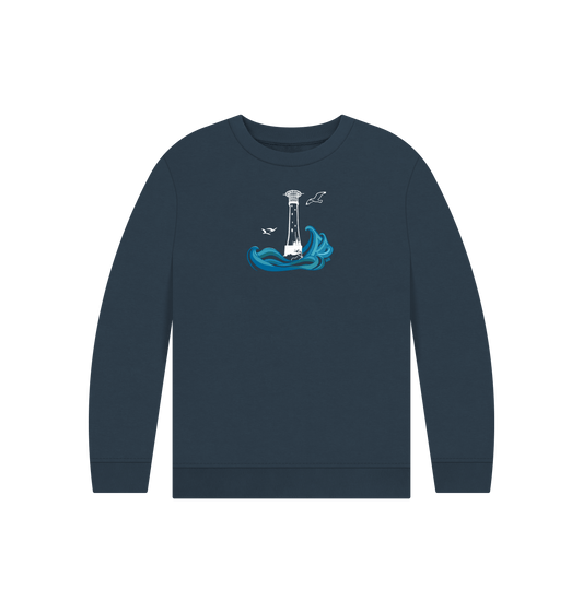 Navy Blue Printed Kids Jumper Front