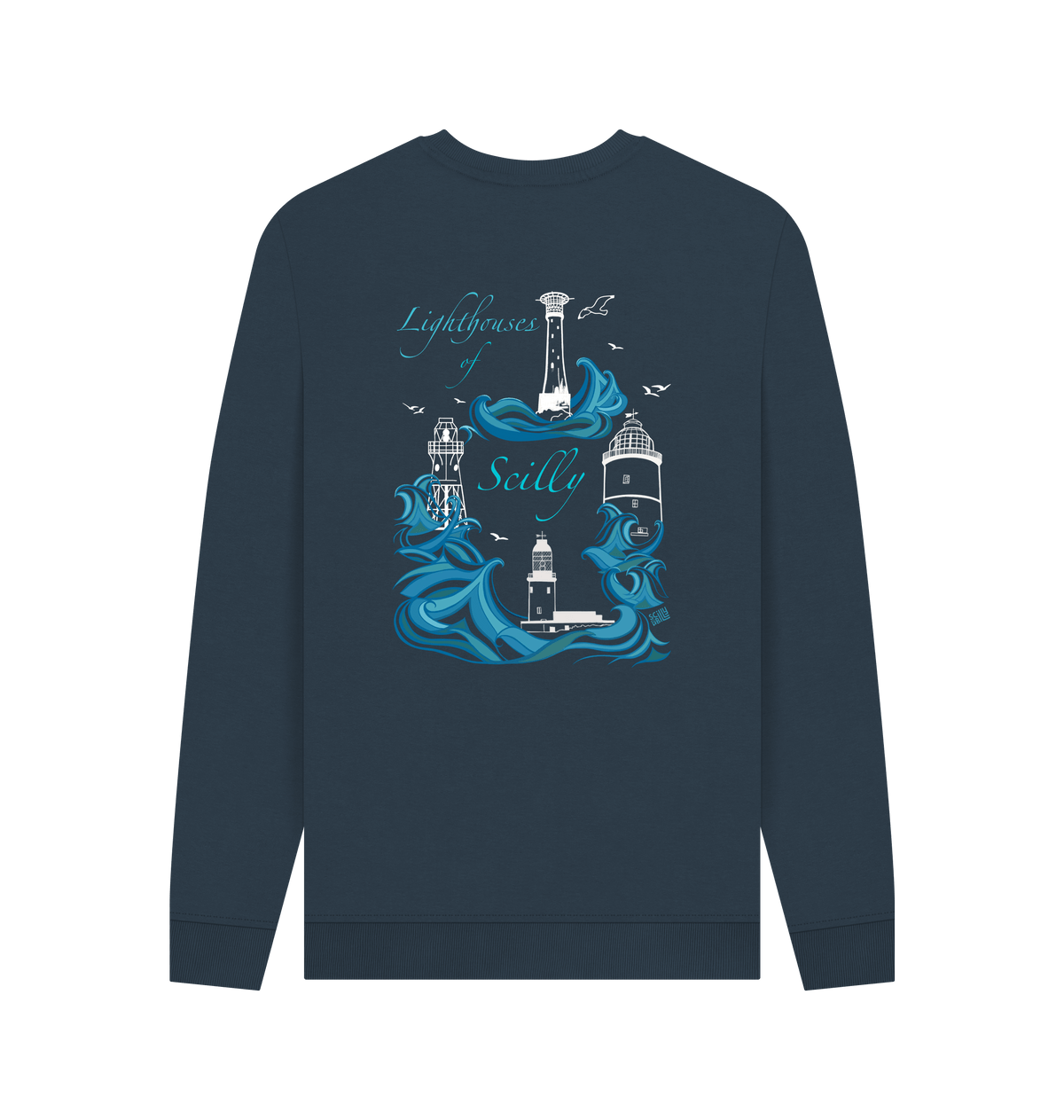 Navy Blue Printed Sweater Back