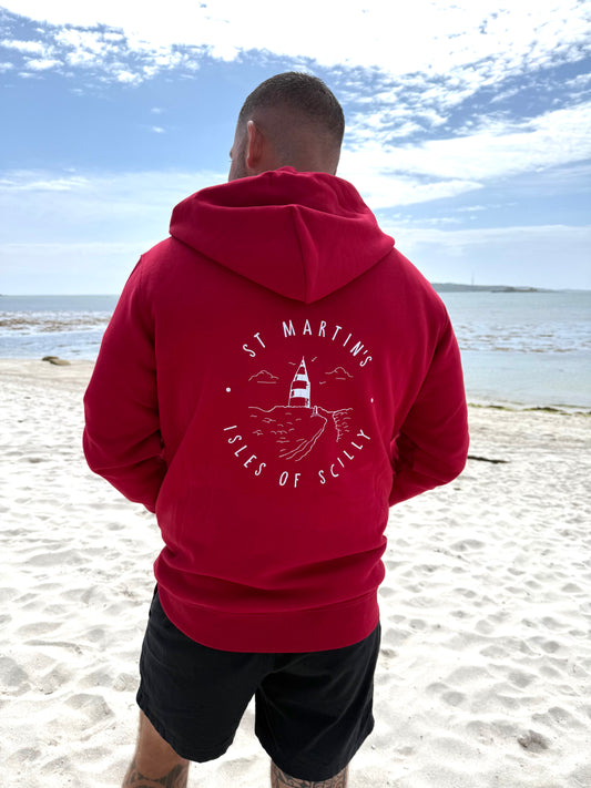 Full Zip 'St Martins' Organic Hoodie - Red