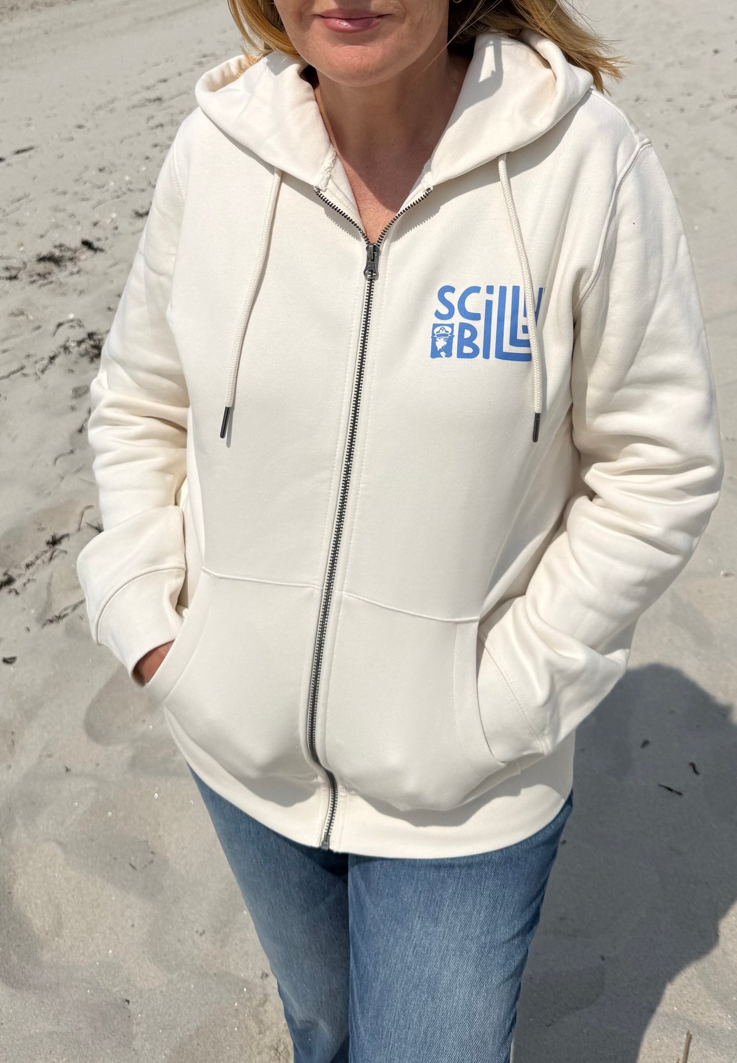 Full Zip 'St Martins' Organic Hoodie - Ivory