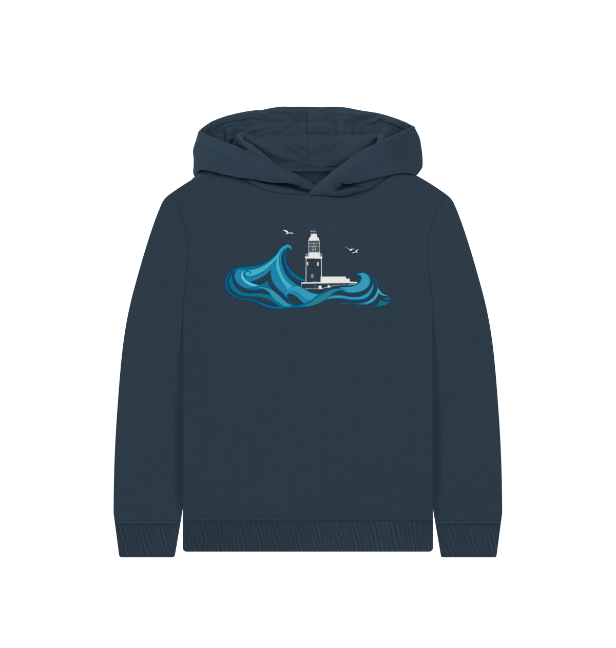 Navy Blue Printed Kids Hoodie Front