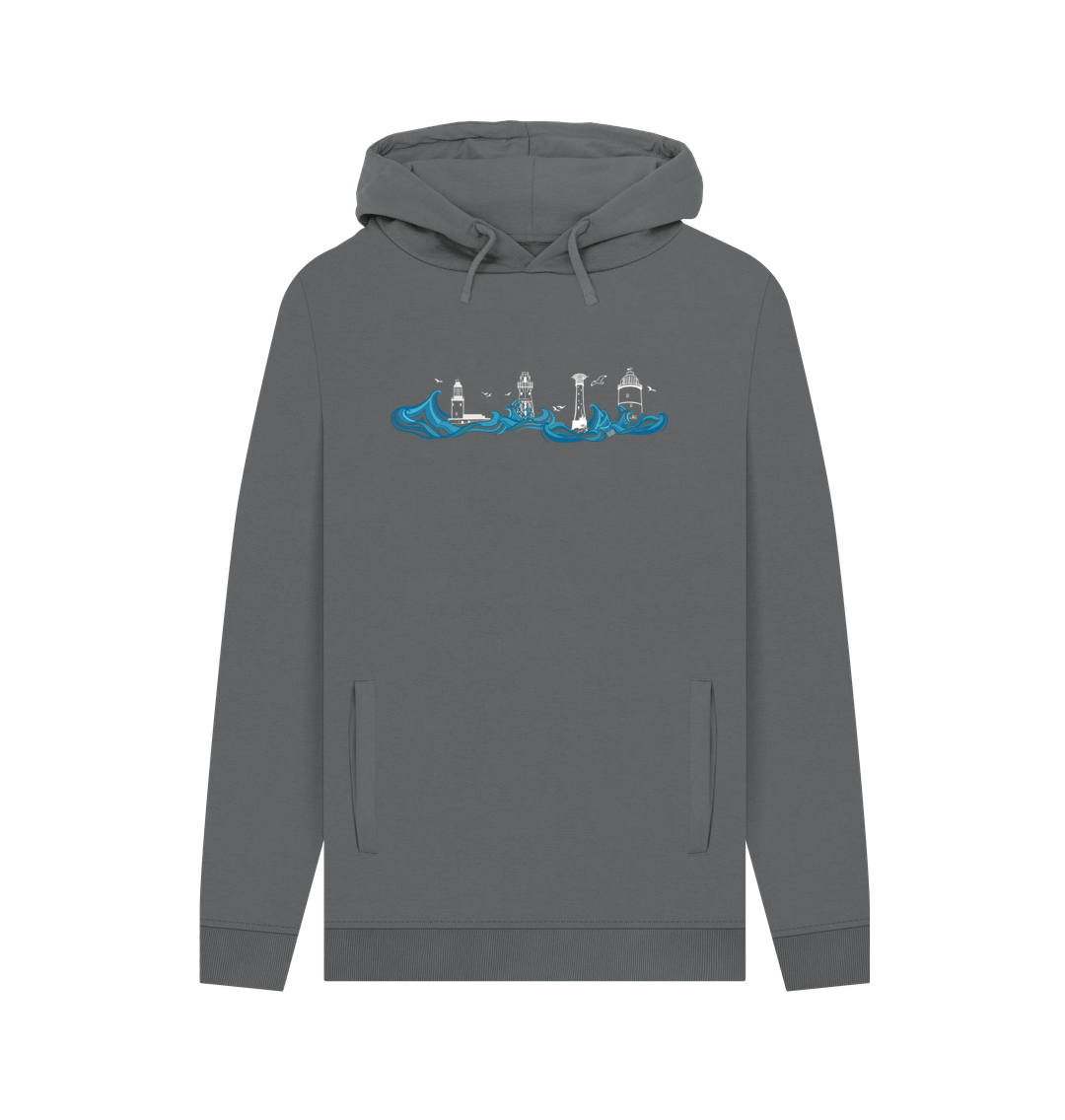 Slate Grey Lighthouses Men's Hoodie (without text)