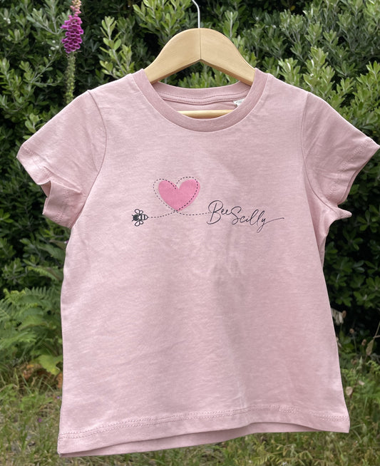 Kids Bee Scilly Organic Tee - Pink