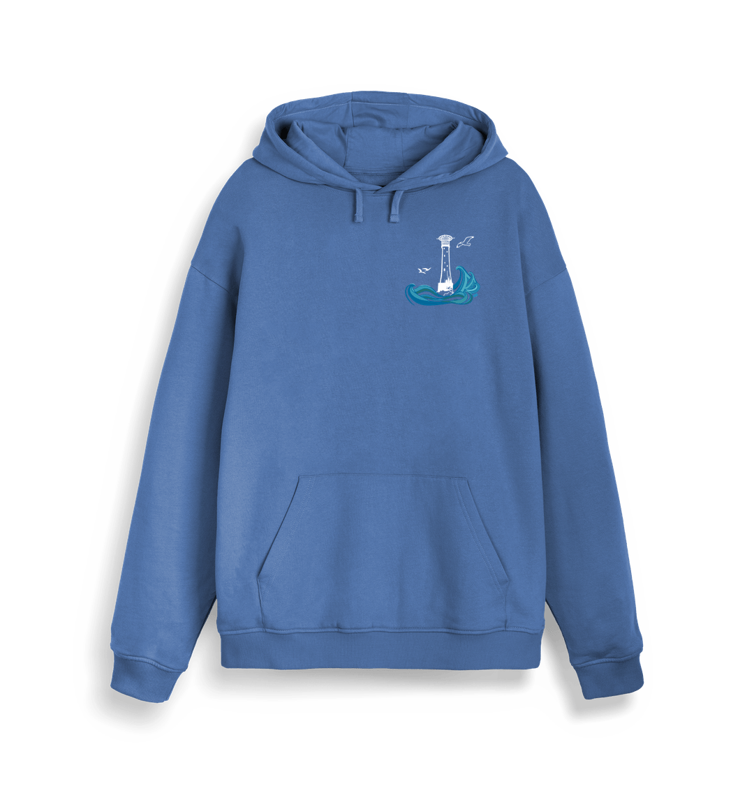 Bright Blue Bishop Rock Unisex Kangaroo Pocket Hoodie (plain back)