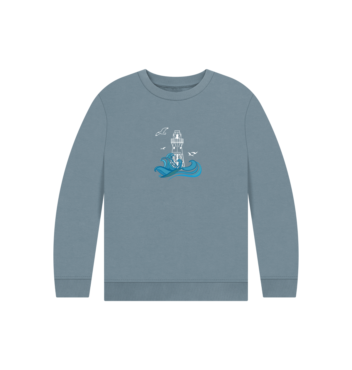 Stone Blue Printed Kids Jumper Front