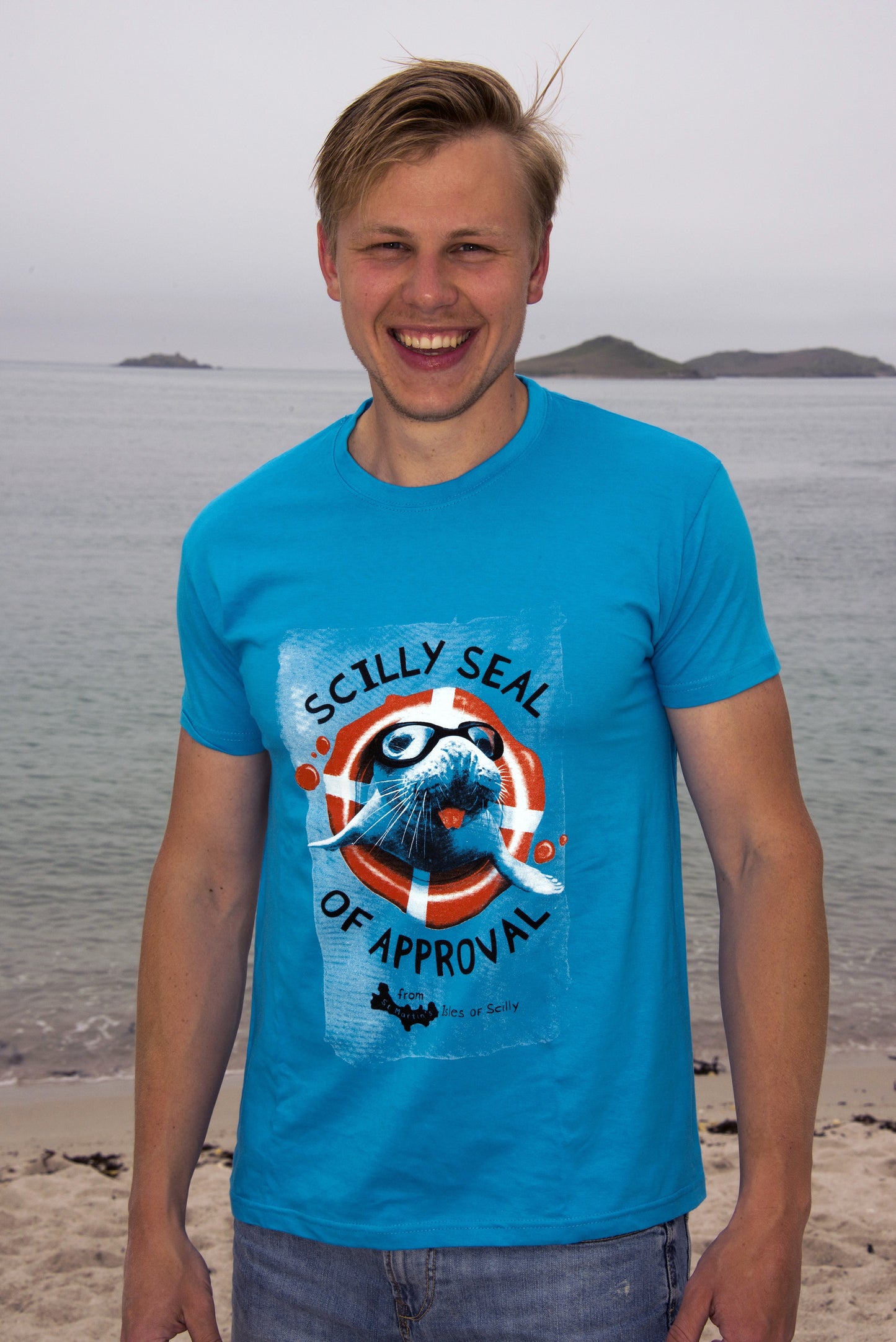 Adult Scilly Seal Tee - Aqua