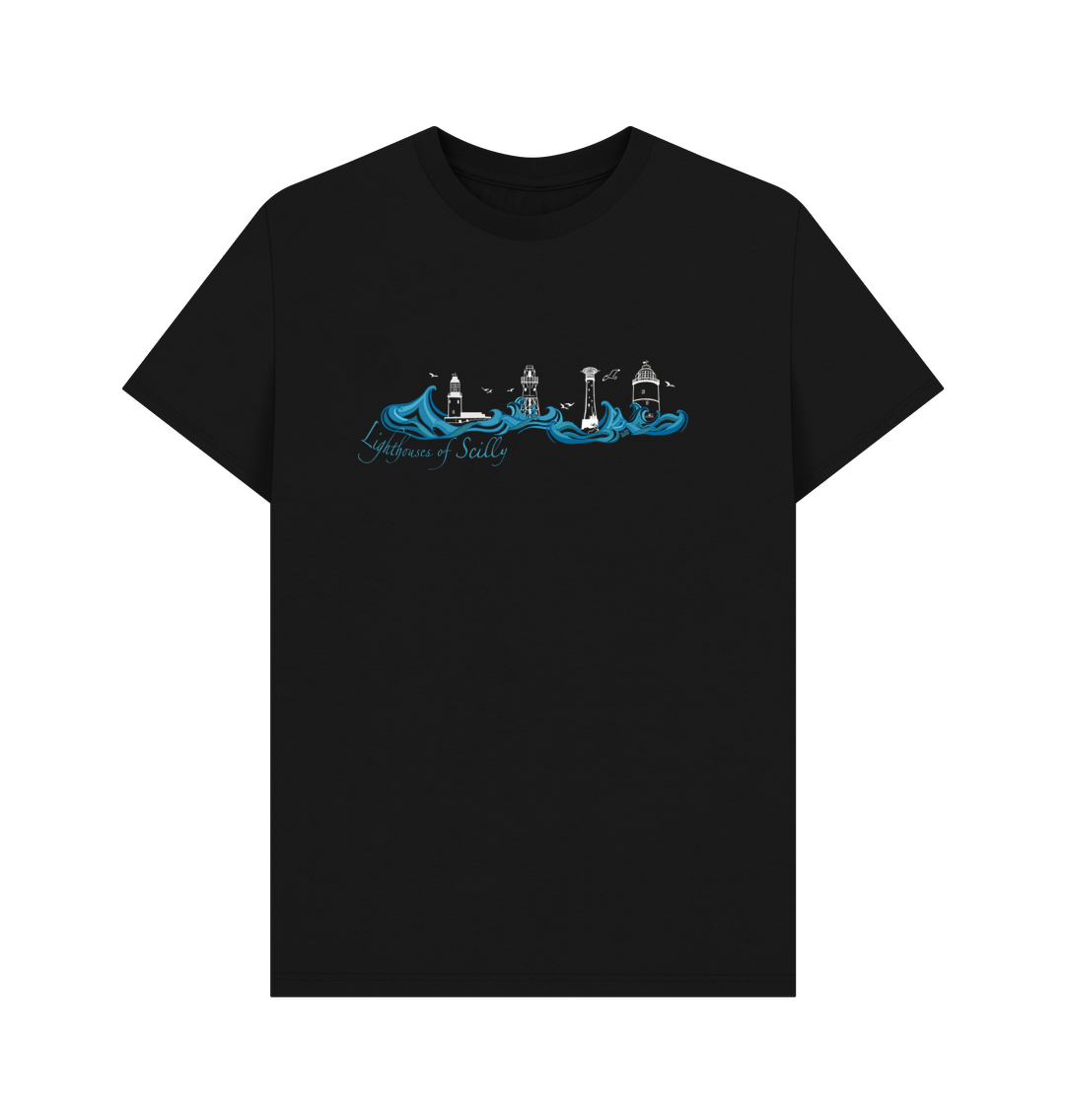 Black 'Lighthouses of Scilly' Men's\/Unisex Tee