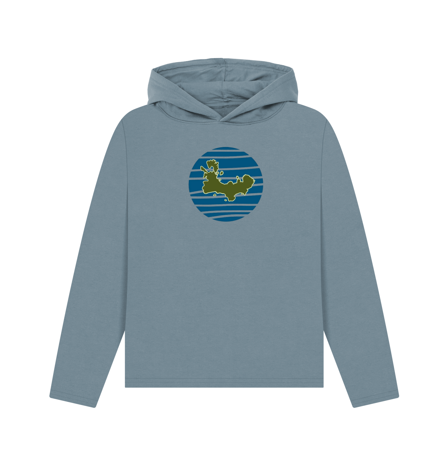 Stone Blue Printed Hoody Front
