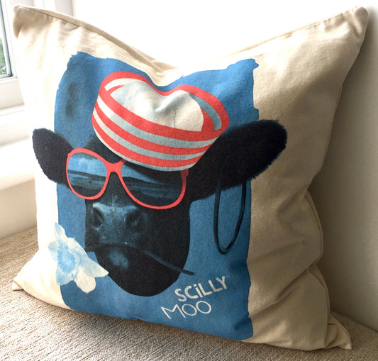 Cushion Cover - Blue Moo