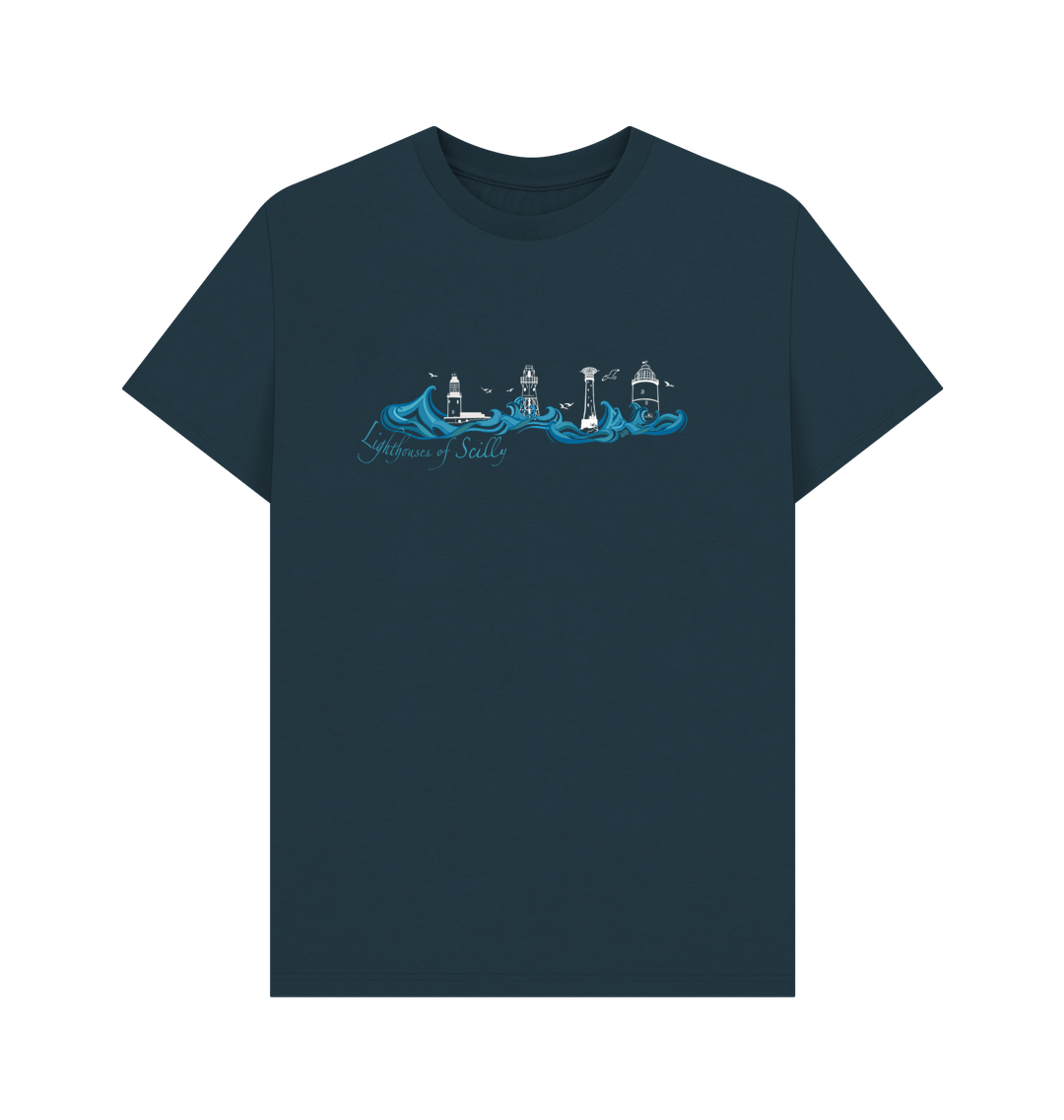 Denim Blue 'Lighthouses of Scilly' Men's\/Unisex Tee