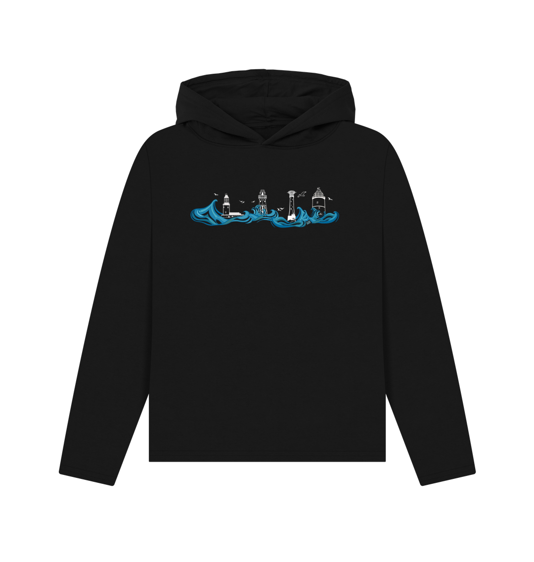 Black Lighthouses Women's Relaxed Fit Hoodie (without text)