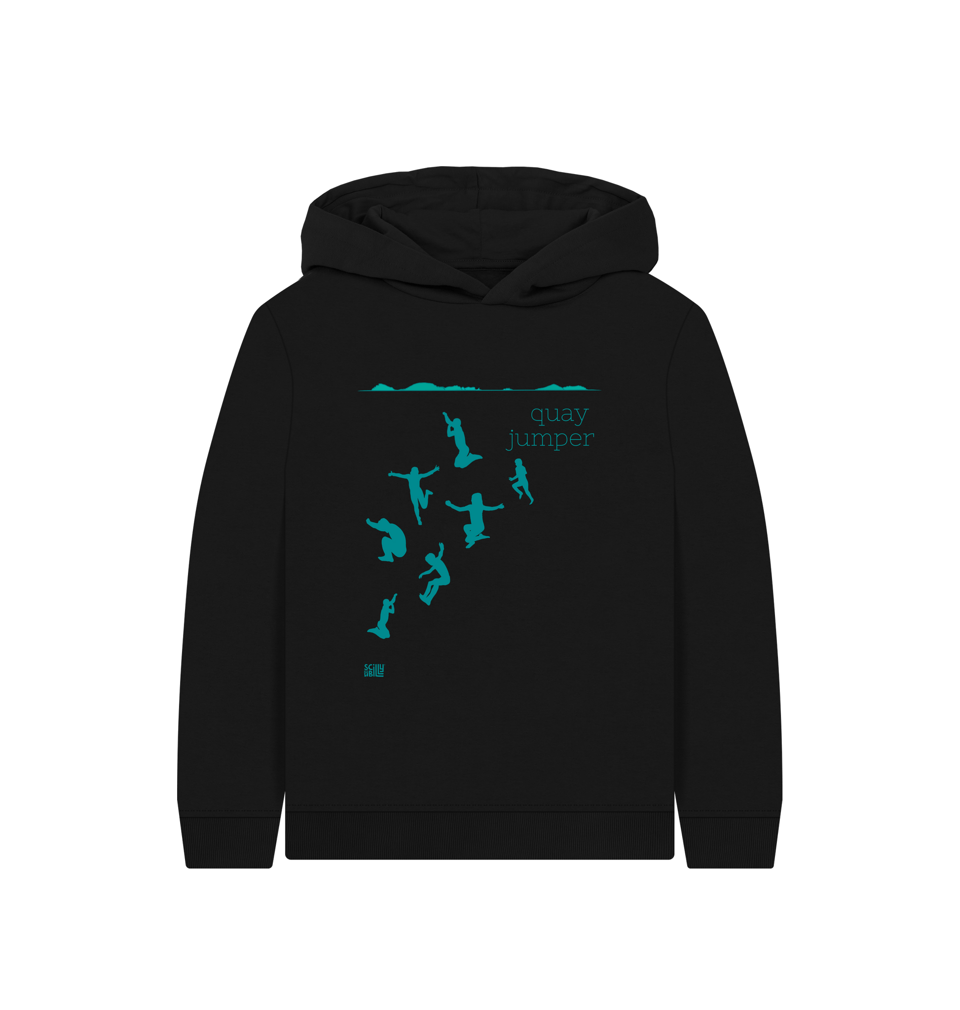 Black Printed Kids Hoodie Front