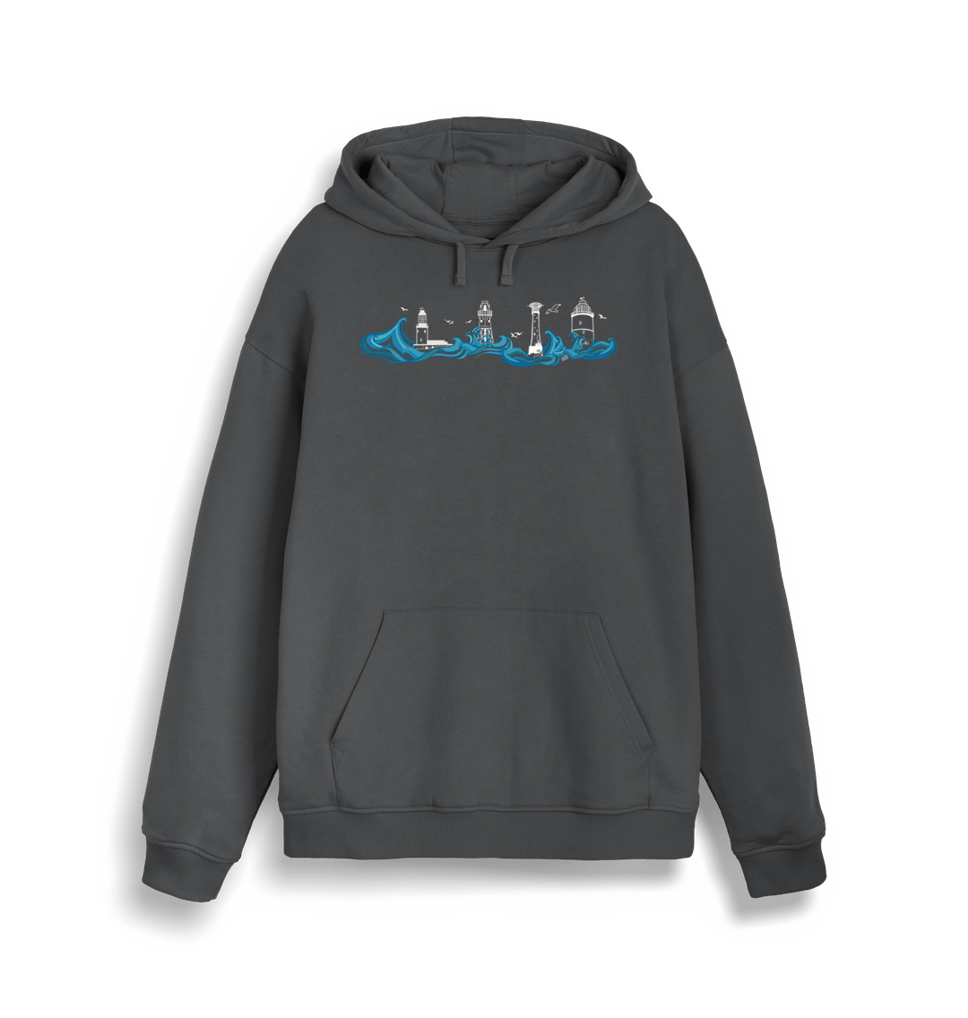 Anthracite Lighthouses Unisex Kangaroo Pocket Hoodie