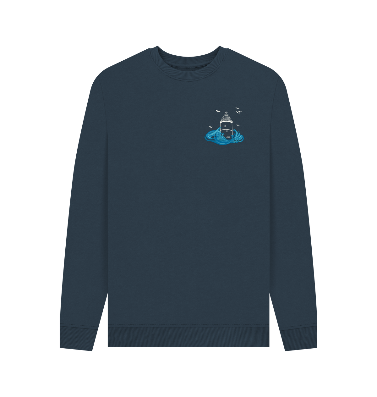 Navy Blue Printed Sweater Front