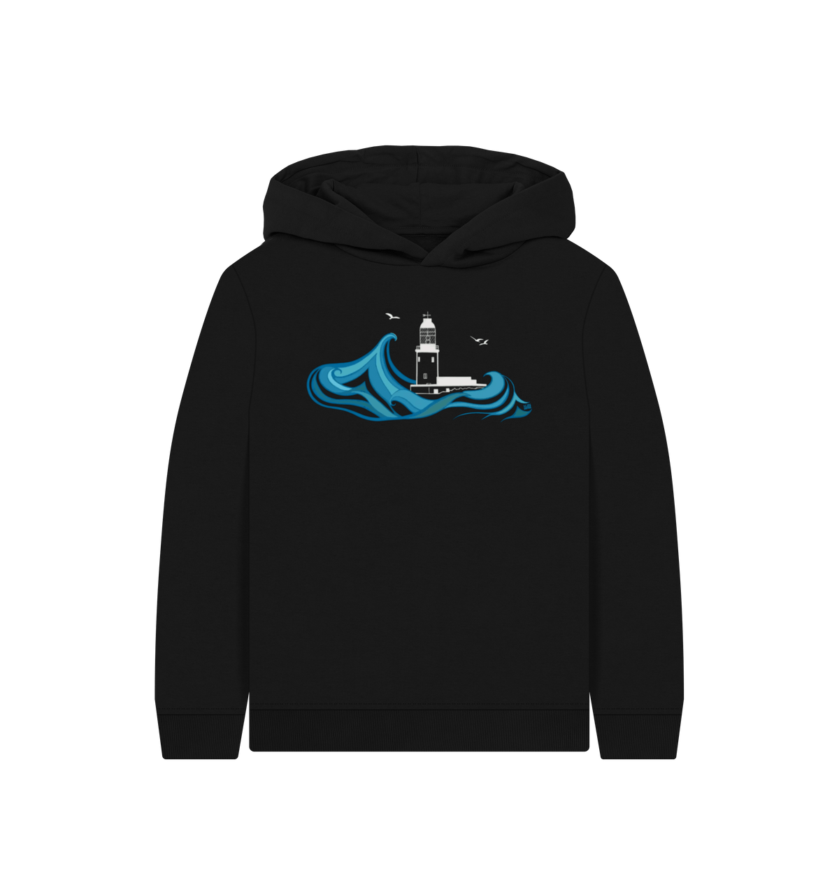 Black Printed Kids Hoodie Front
