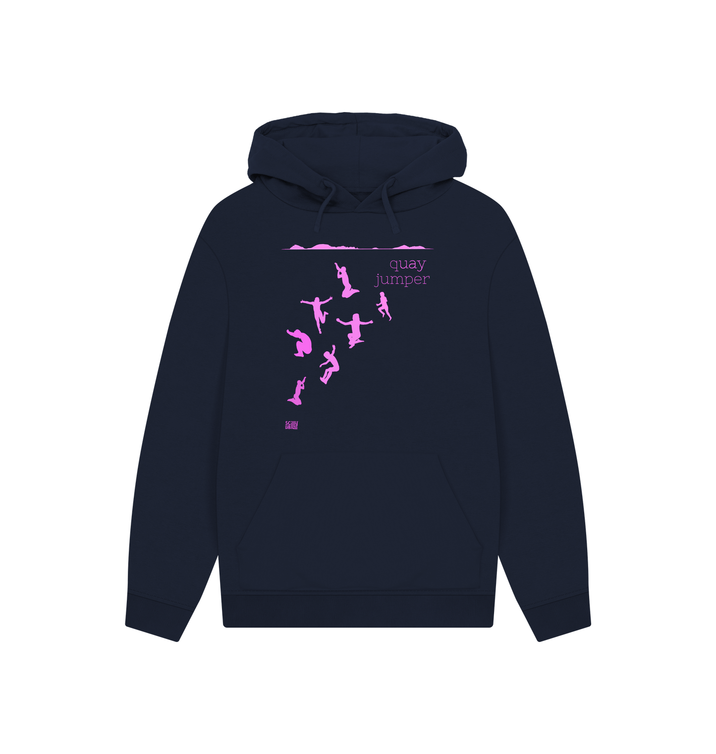 Navy Printed Hoody Front