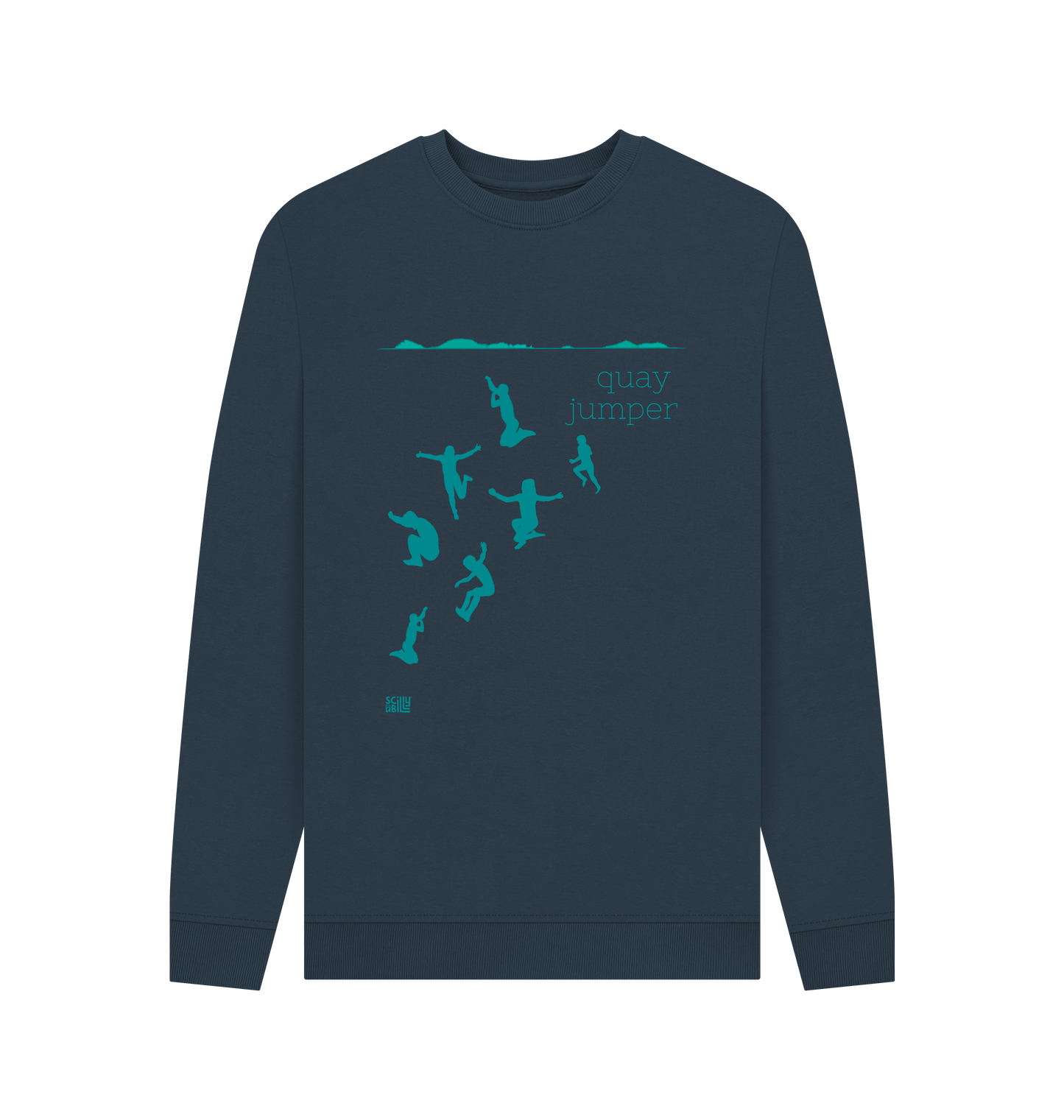 Navy Blue Printed Sweater Front