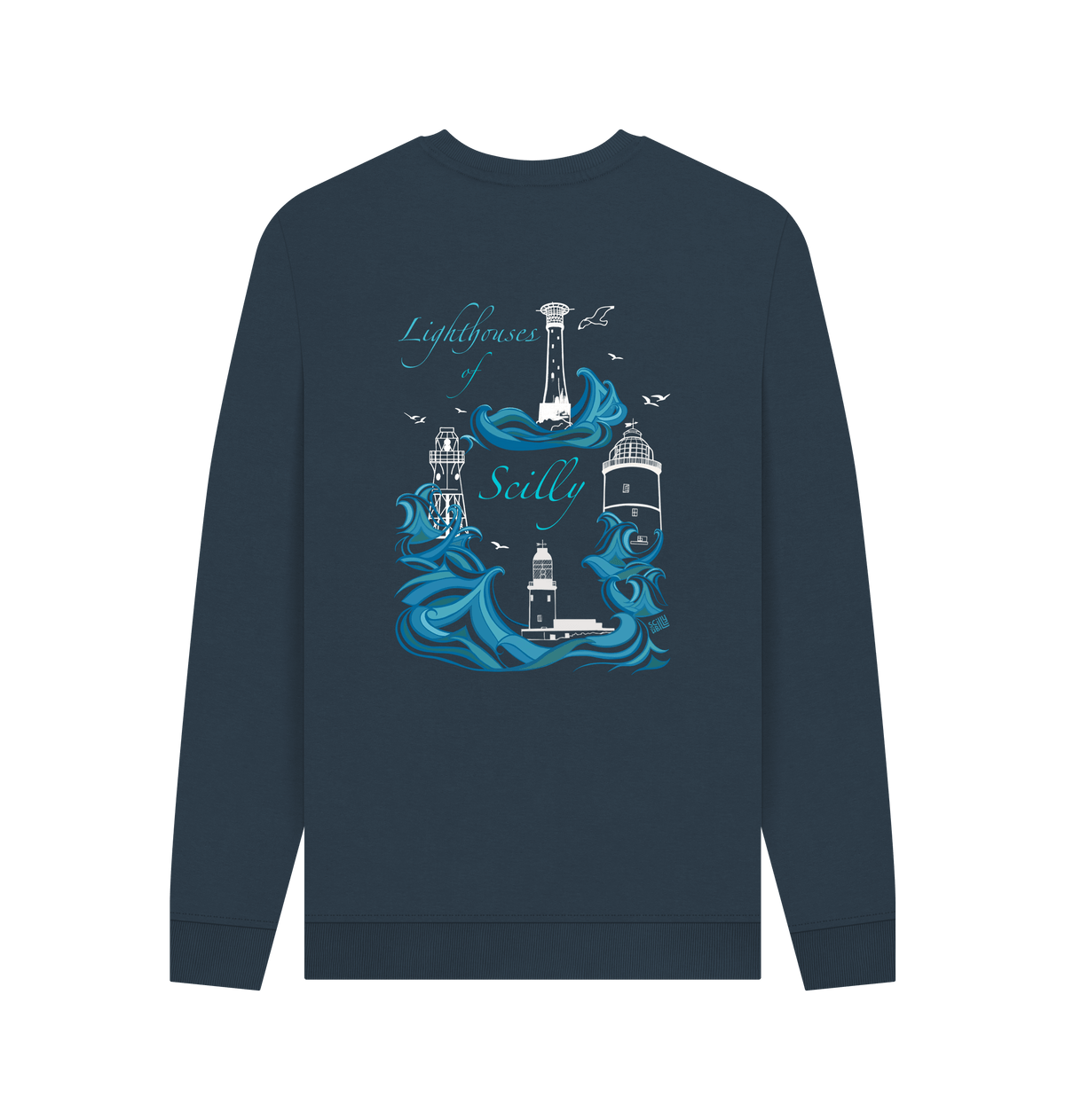 Navy Blue Printed Sweater Back
