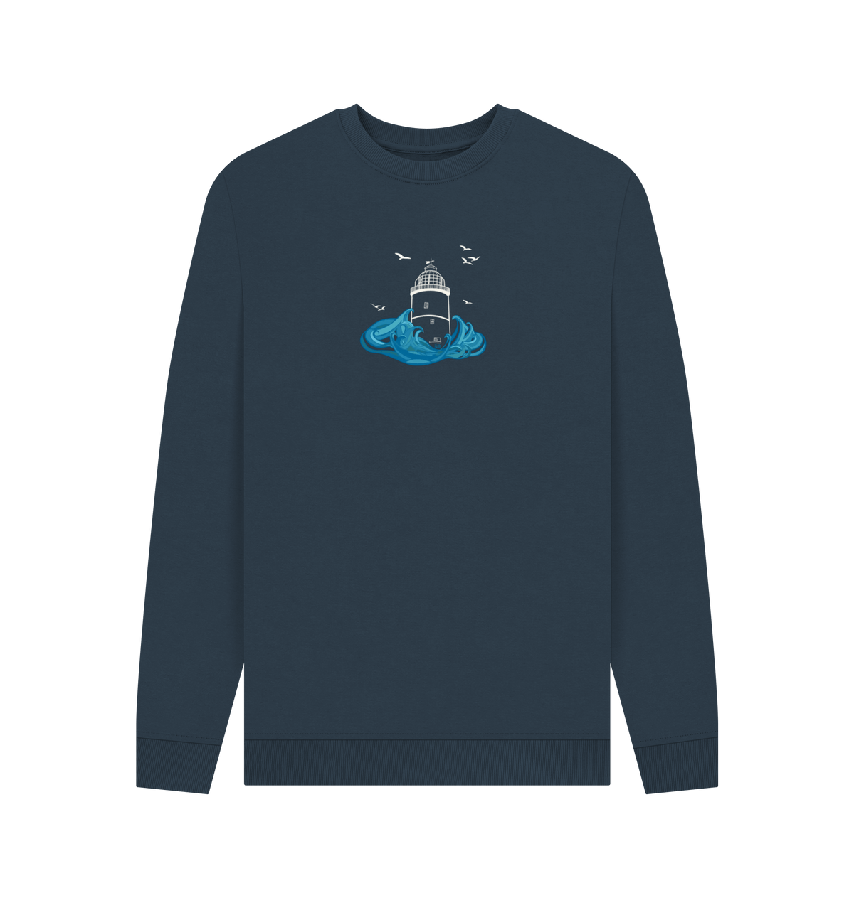 Navy Blue Printed Sweater Front