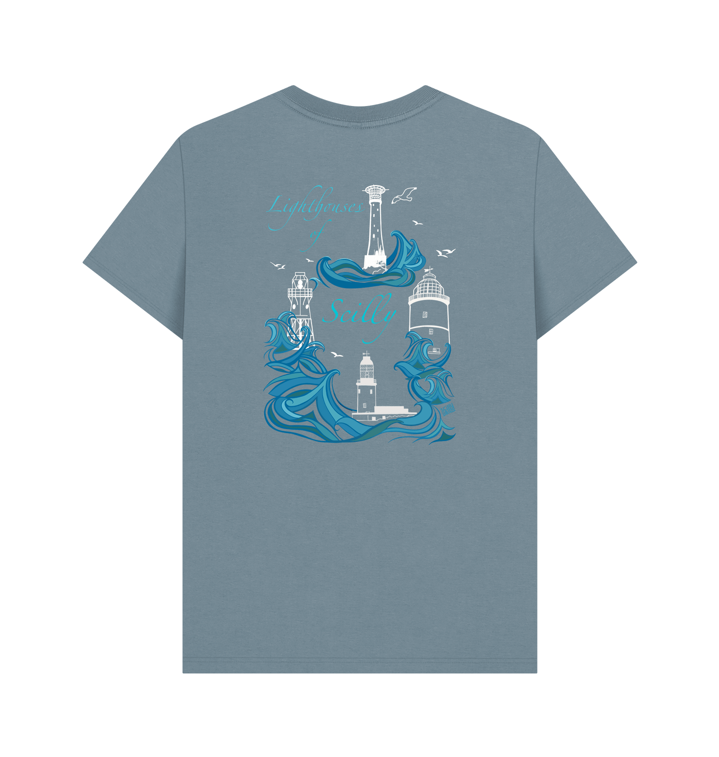 Stone Blue Printed T-shirt Back